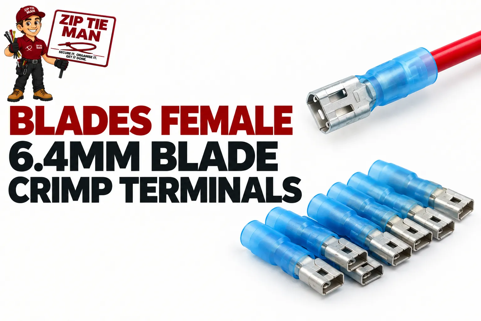BLADES FEMALE - 6.4MM BLADE CRIMP TERMINALS